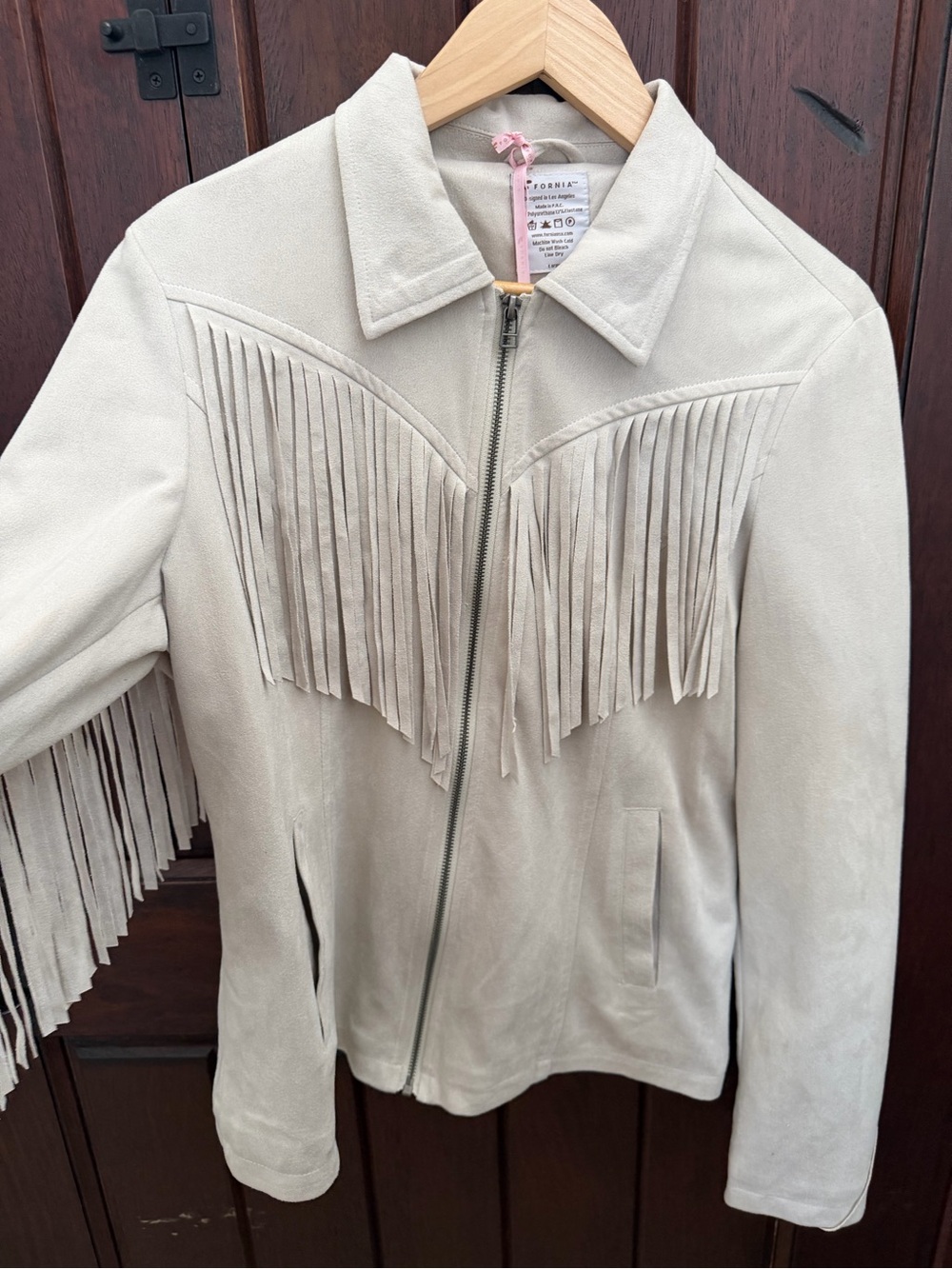 Boot Barn Fornia Fringe Suede Zip-Up Jacket - Cream NWT